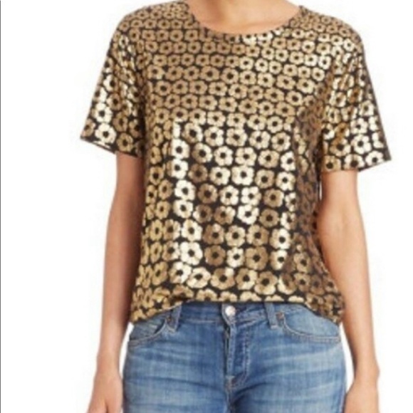 Equipment Tops - Equipment Riley Metallic Floral-Print Tee Size L